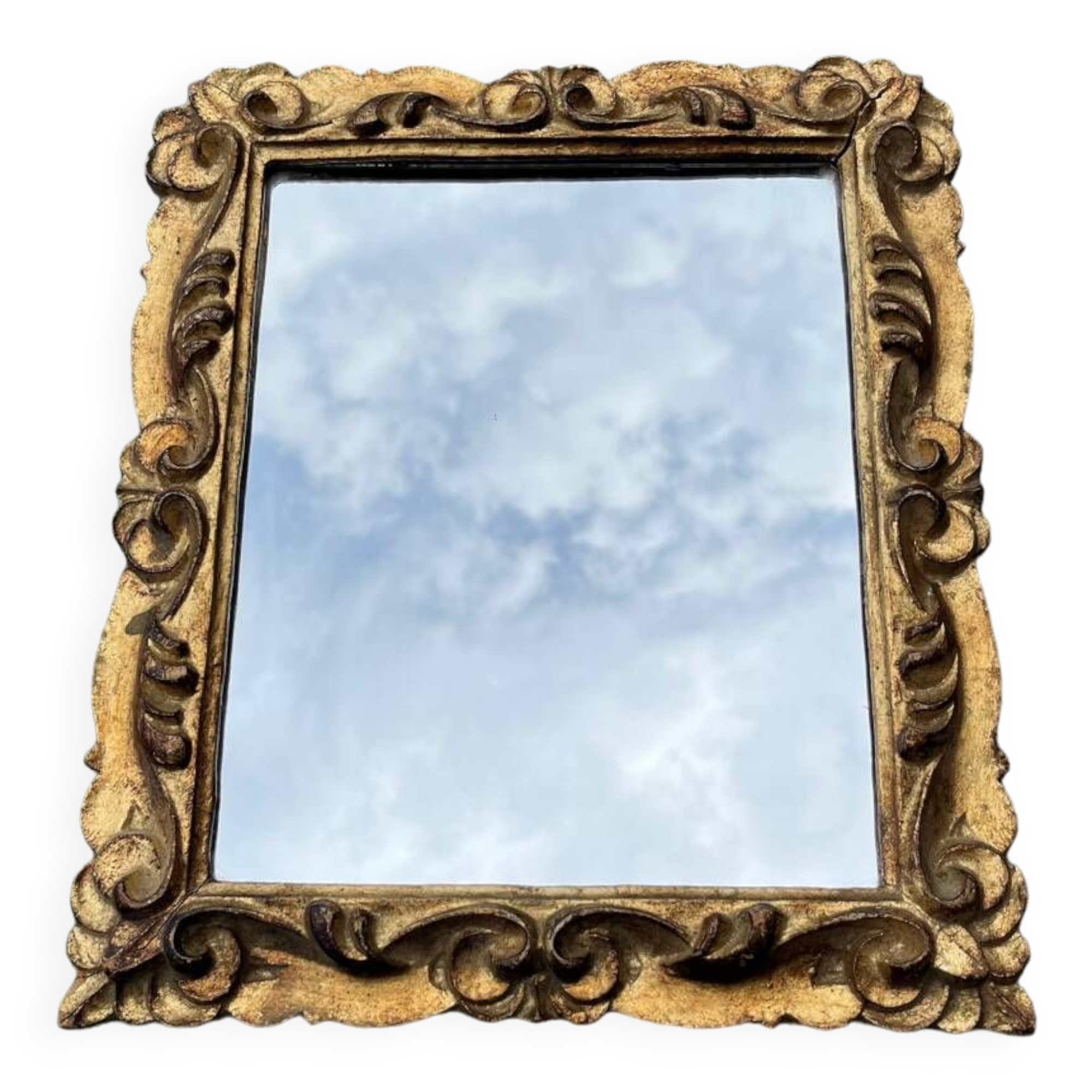 Miroir bois doré vintage  32,5 x 38