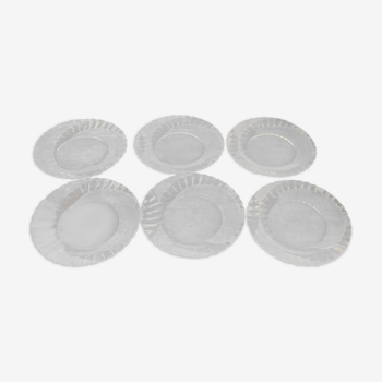 6 dessert plates from duralex in transparent glass