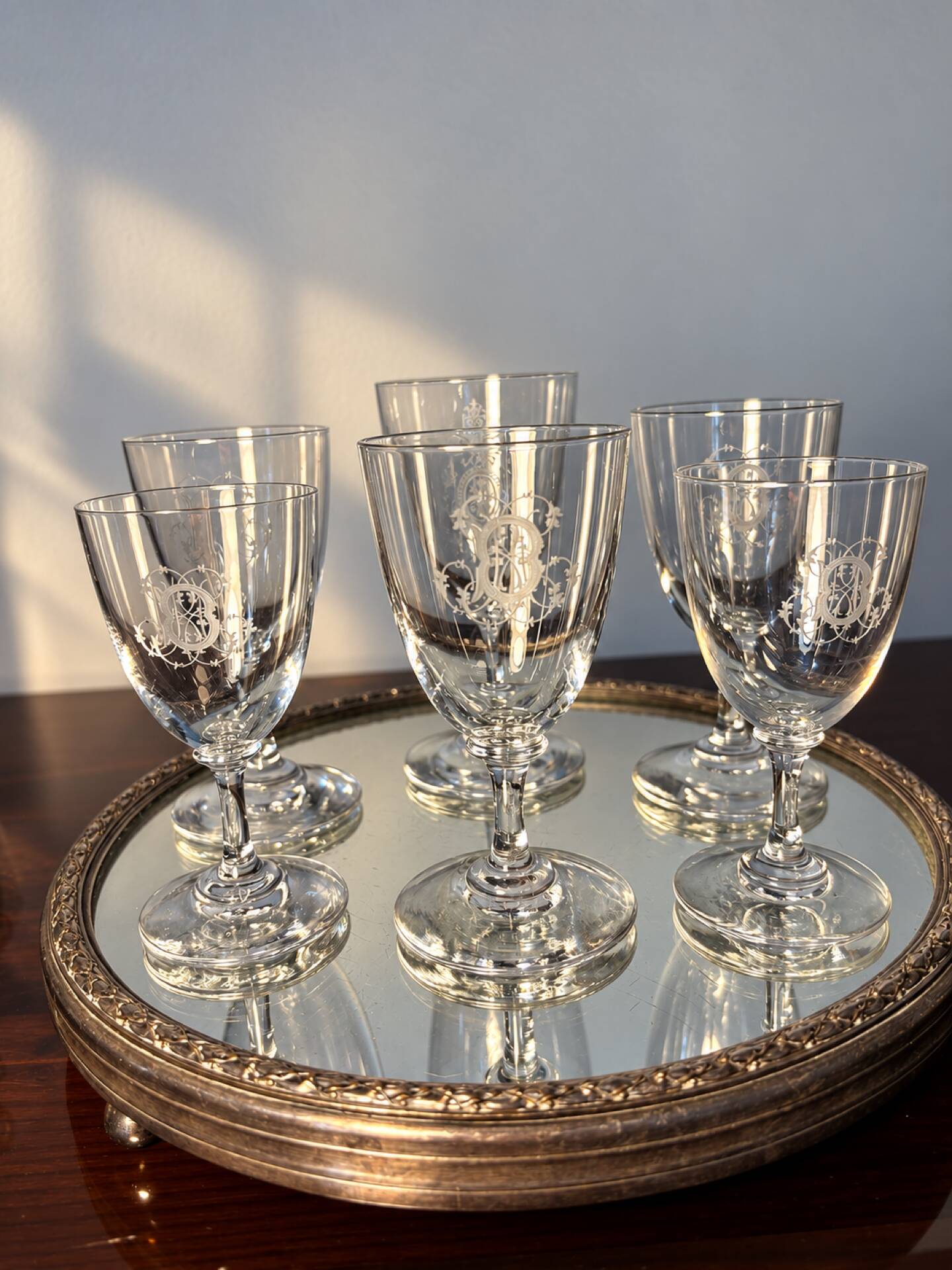 6 Baccarat glasses Funel shaped late 19th - early 20th century 