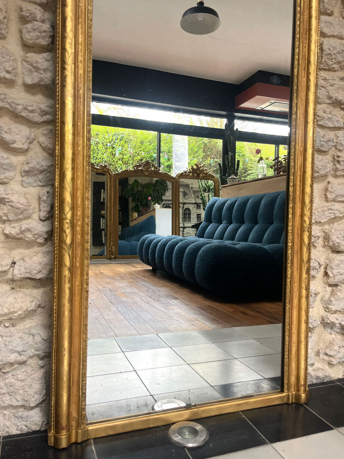 Antique Louis-Philippe mirror 158/74cm gilded with gold leaf, mercury.