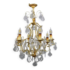 Lustre Bronze Doré & - cristal