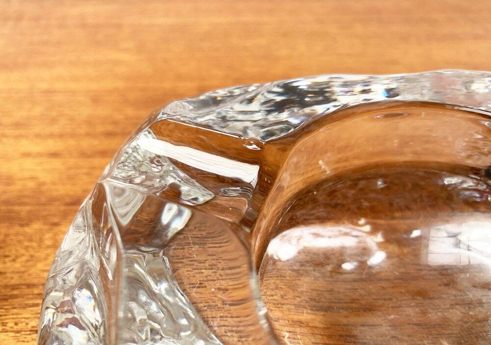 Mid-century Scandinavian heavy frosted glass table and ashtray, 1960s, set of 2.