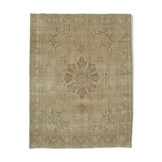 Tapis oriental vintage noué à la main 300 cm x 392 cm en laine beige