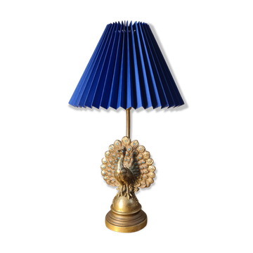 Lampe paon en acier et laiton style Art nouveau