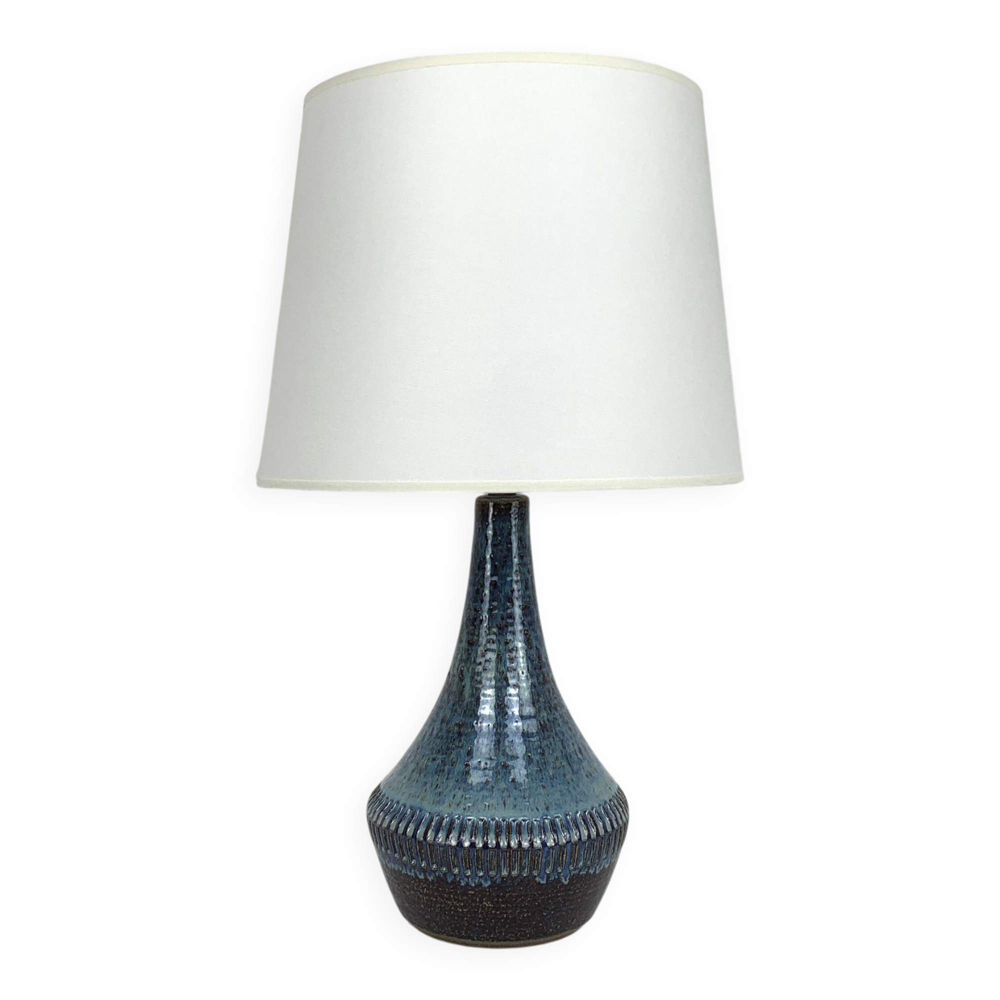 Danish table lamp in blue ceramic, Soholm Stentøj, Scandinavian Denmark
