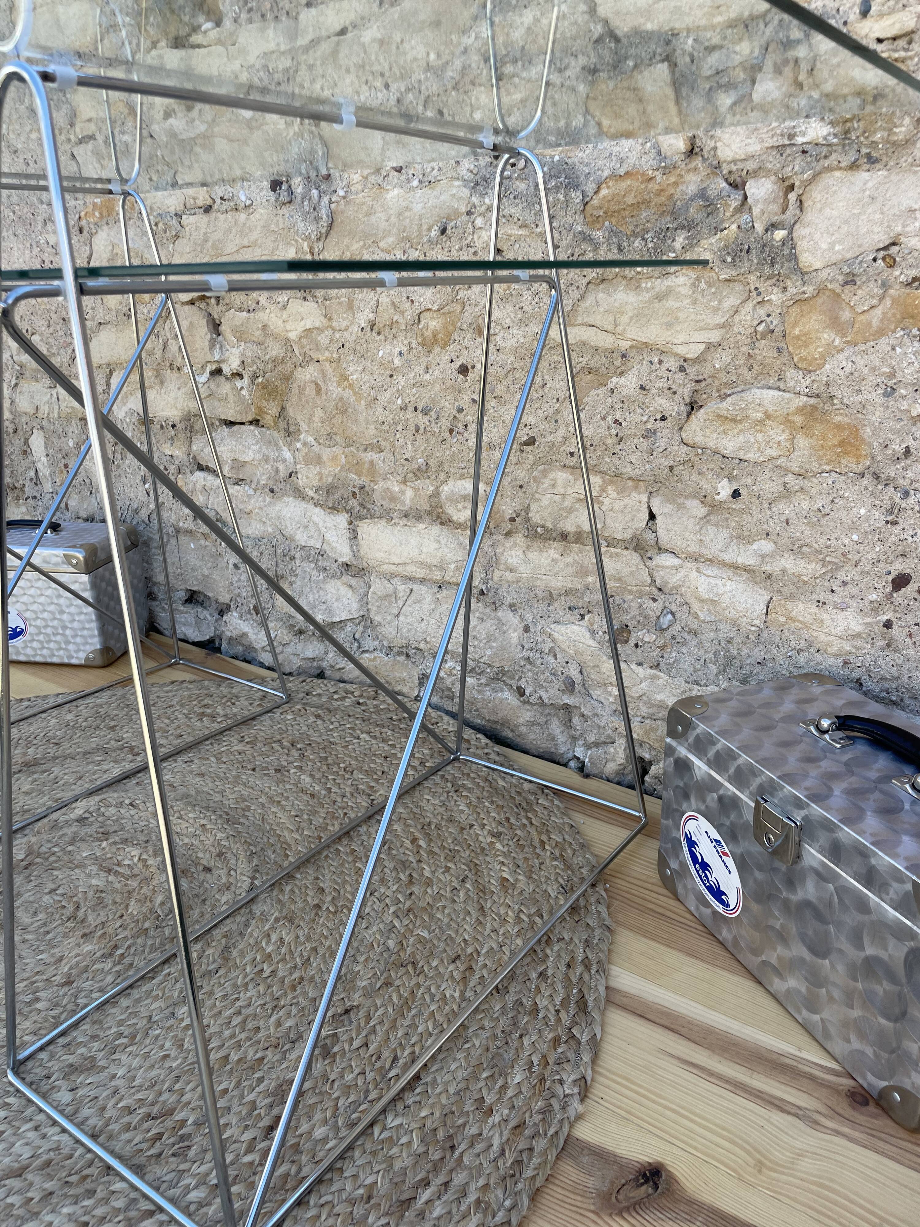 Modernist desk chrome and glass