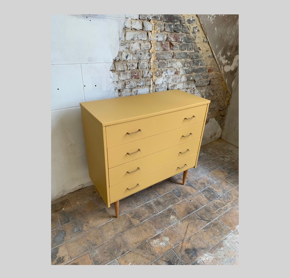Vintage ochre chest of drawers