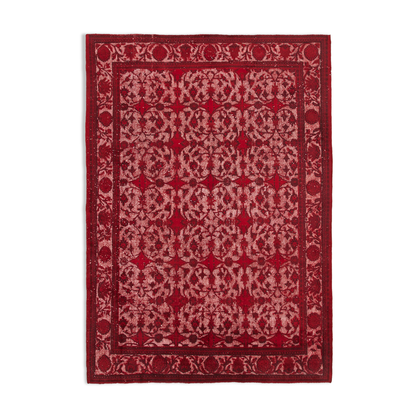 Hand-Knotted Bohemian Turkish 1980s 216 cm x 309 cm Red Carpet