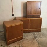 Set of three modules enfilade Scandinavian style blond teak 1960
