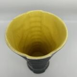 Vase des années 50 noir et jaune