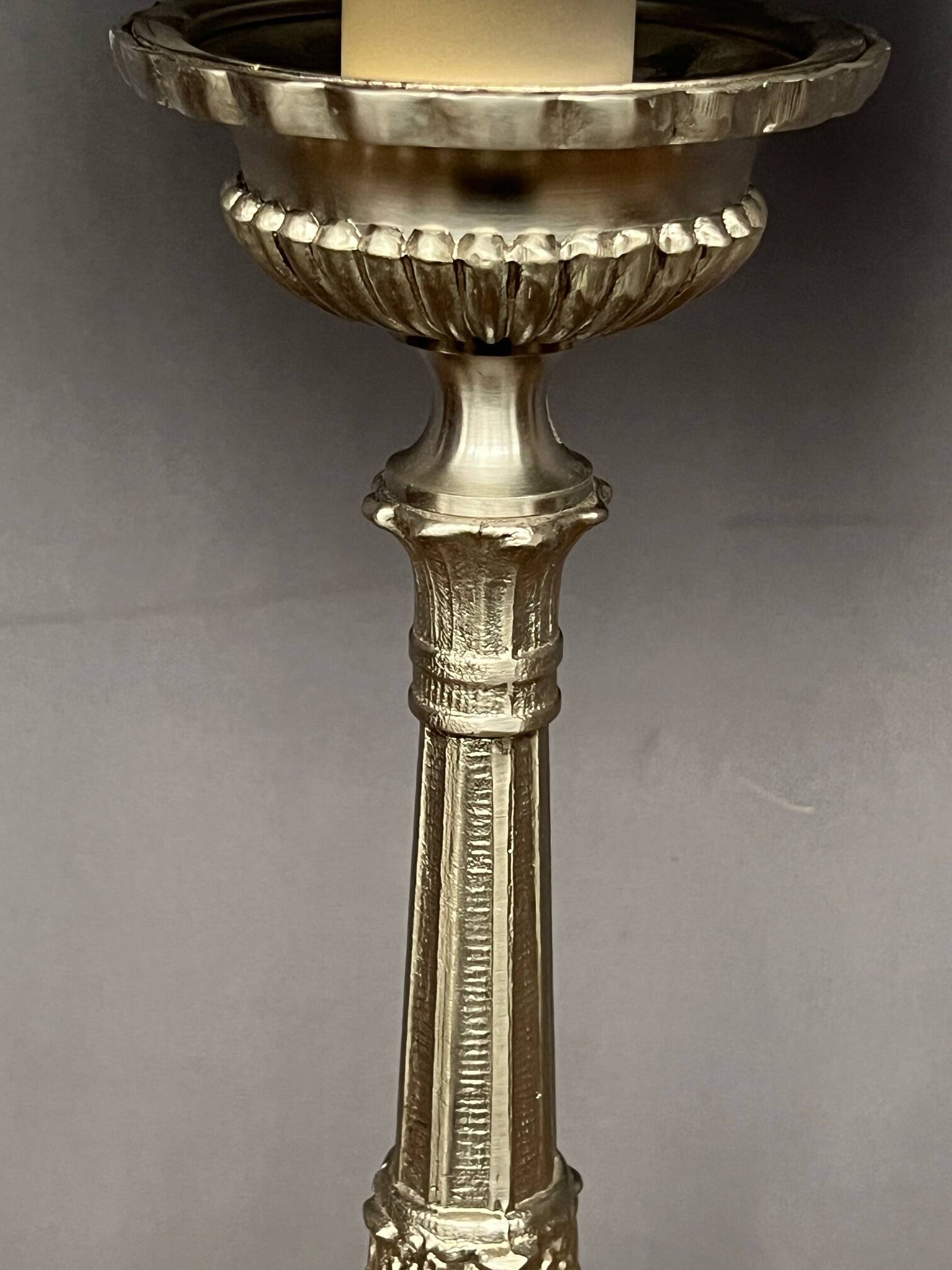 Table lamp. Solid silvered metal.