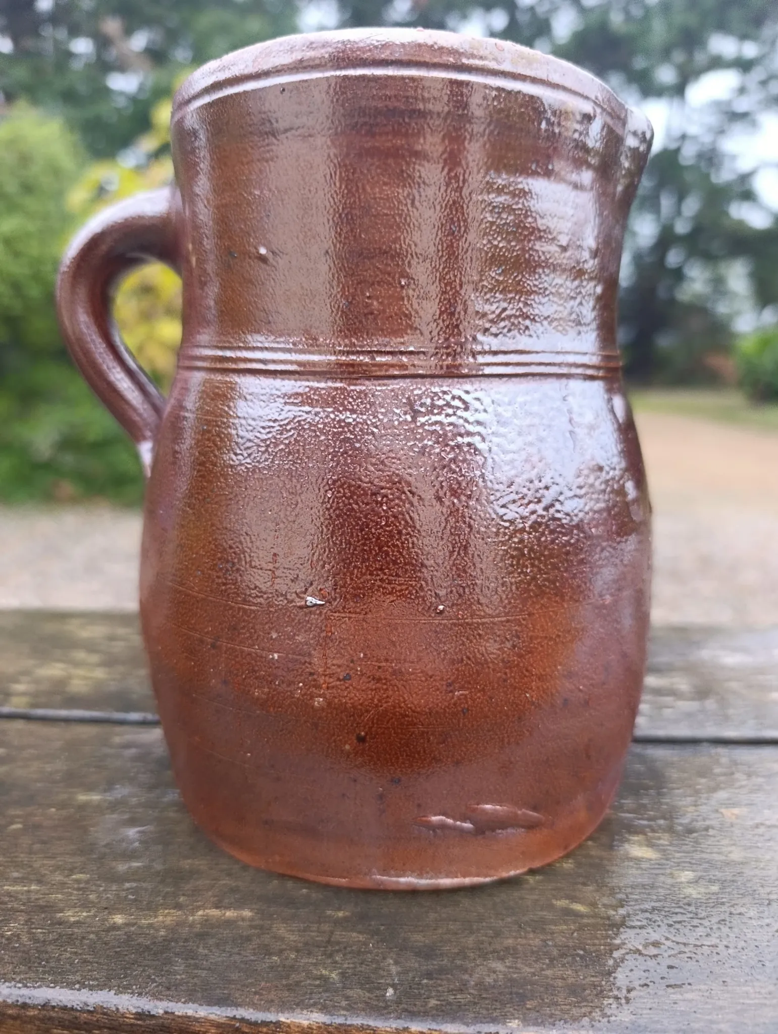 antique glazed stoneware jug / milk pot, late 19th century