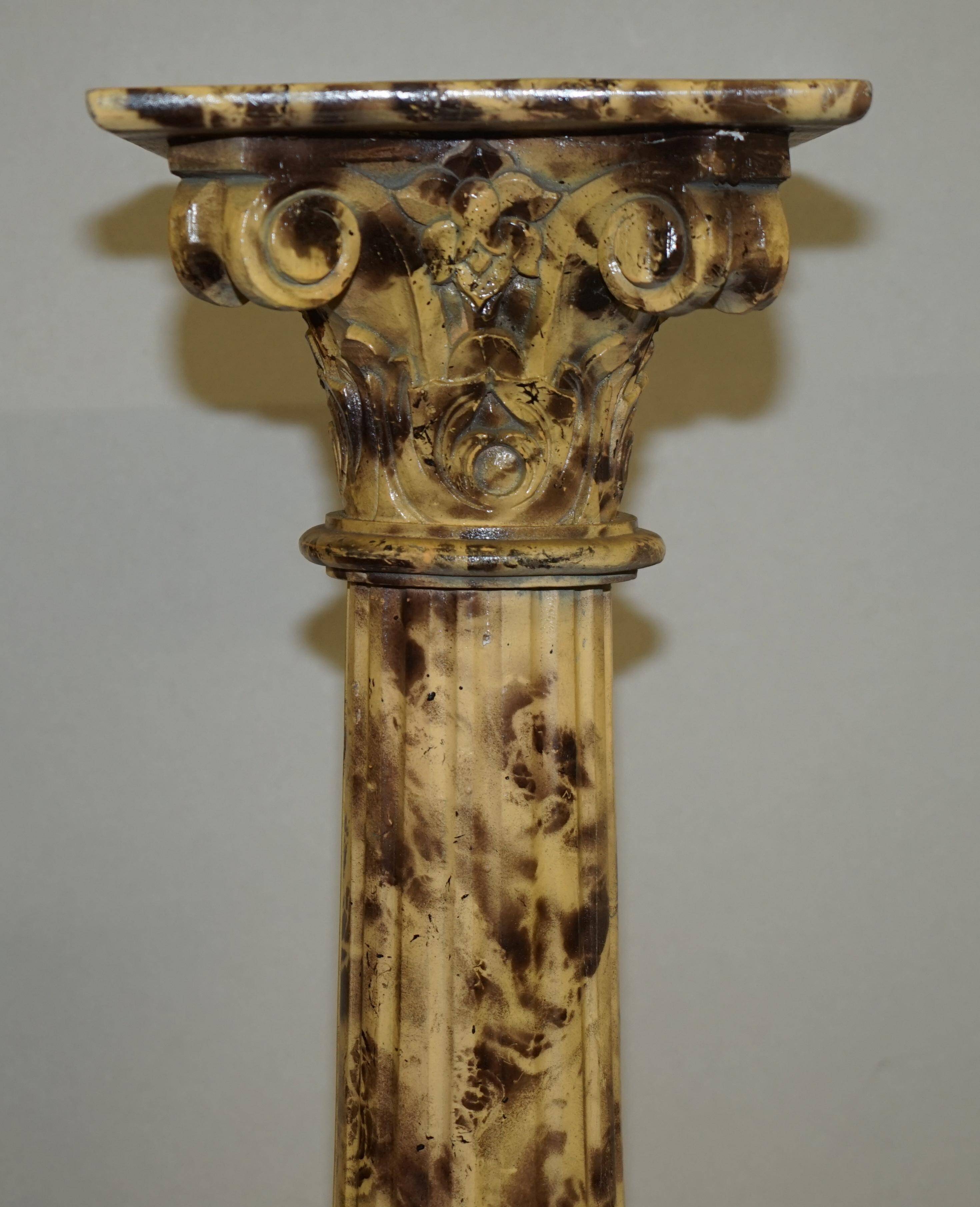 Pair of hand-carved Corinthian pillar bases