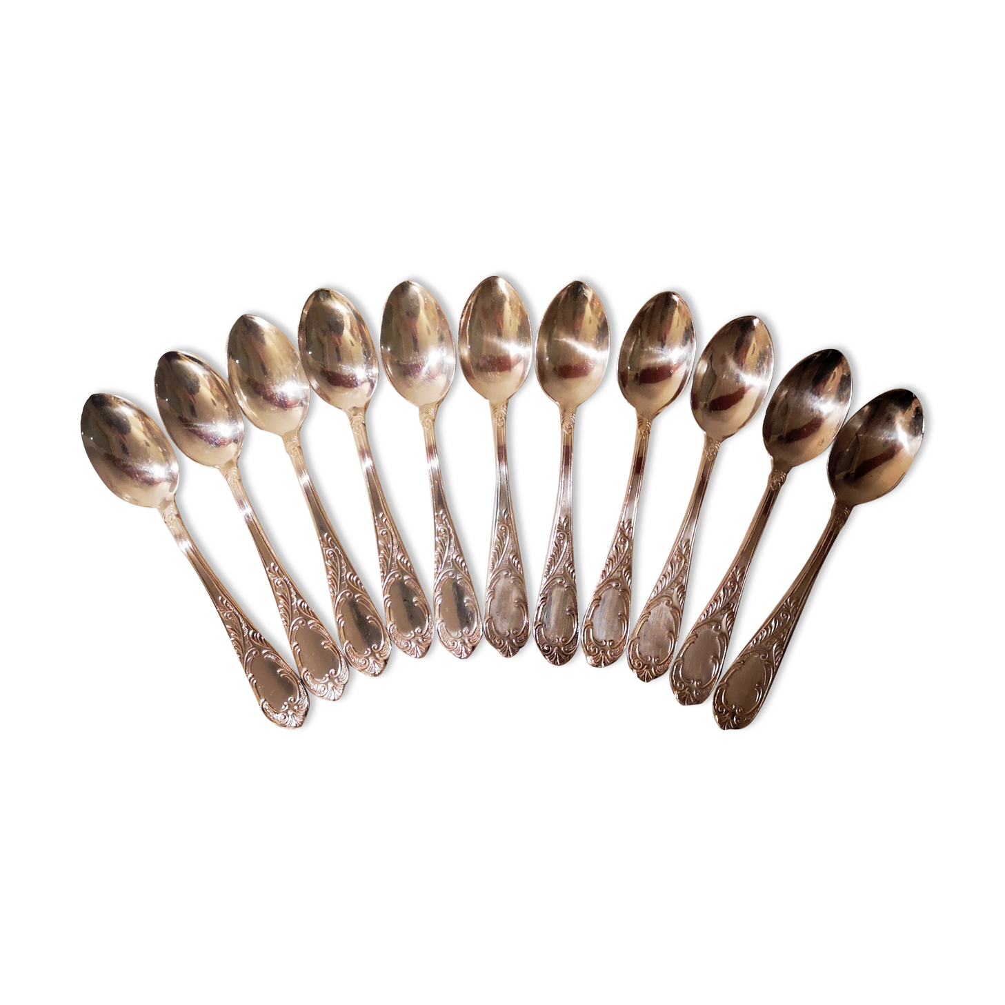 Set 11 dessert spoons in silver metal