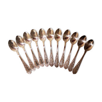 Set 11 dessert spoons in silver metal