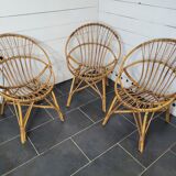 3 rattan armchairs from the 70s