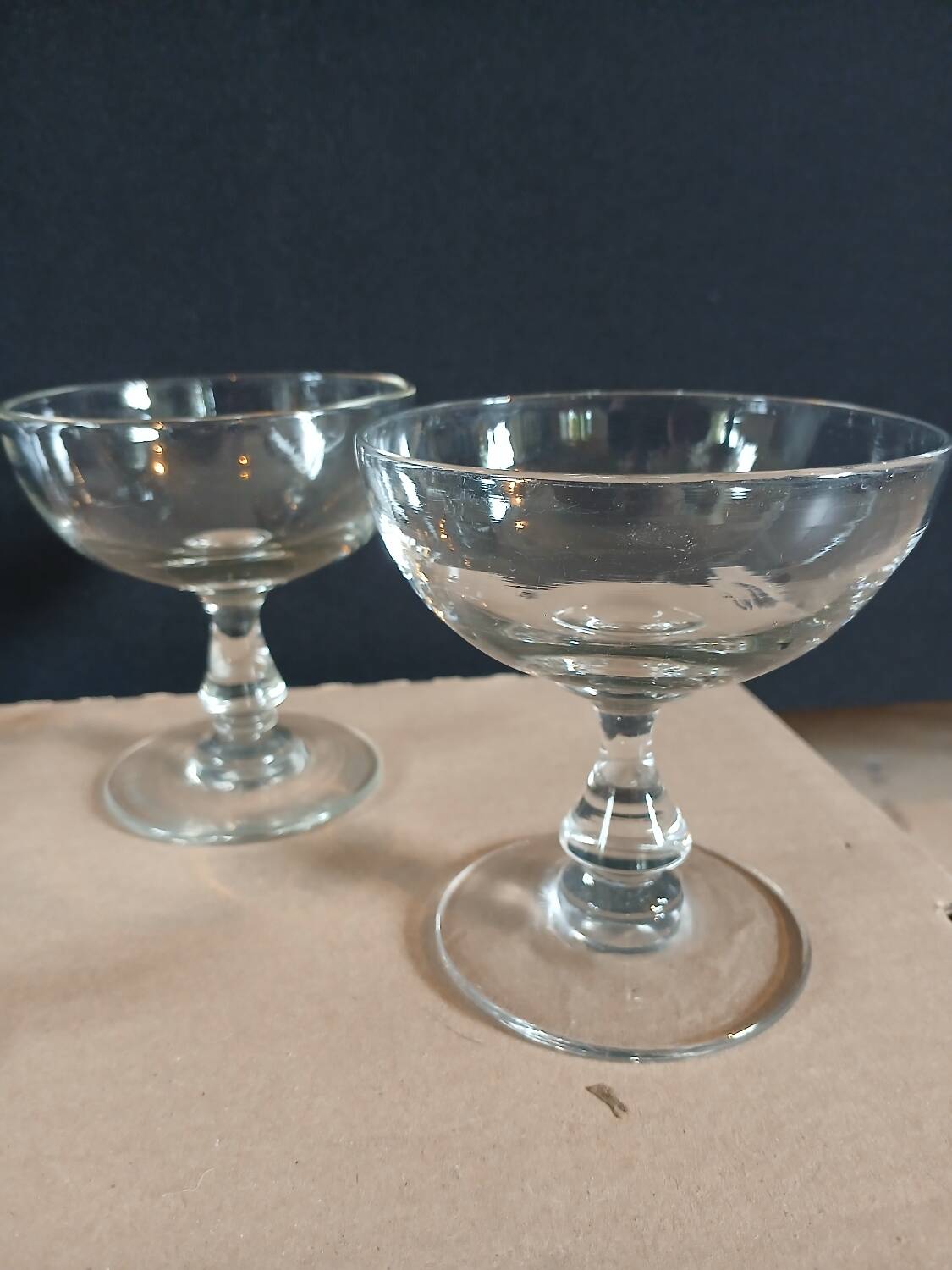 4 antique champagne glasses