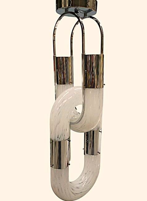 Murano Glass Chain Chandelier in Metal by Aldo Nason for Mazzega