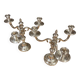 Pair of candelabra, three silver-plated metal lights