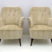 Pair of Nino Zoncada armchairs in chenille velvet in Mid-Century Modern style by Cassina