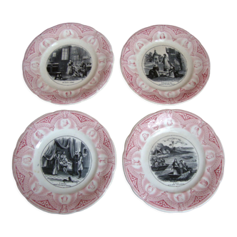 4 assiettes ‘parlantes’ Sarreguemines Les Saintes et Saints