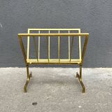 50s brass magazine rack, vintage design magazine rack