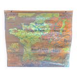 Old cardboard school map of France