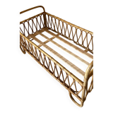 Lit bébé en rotin + matelas bambou sur mesure