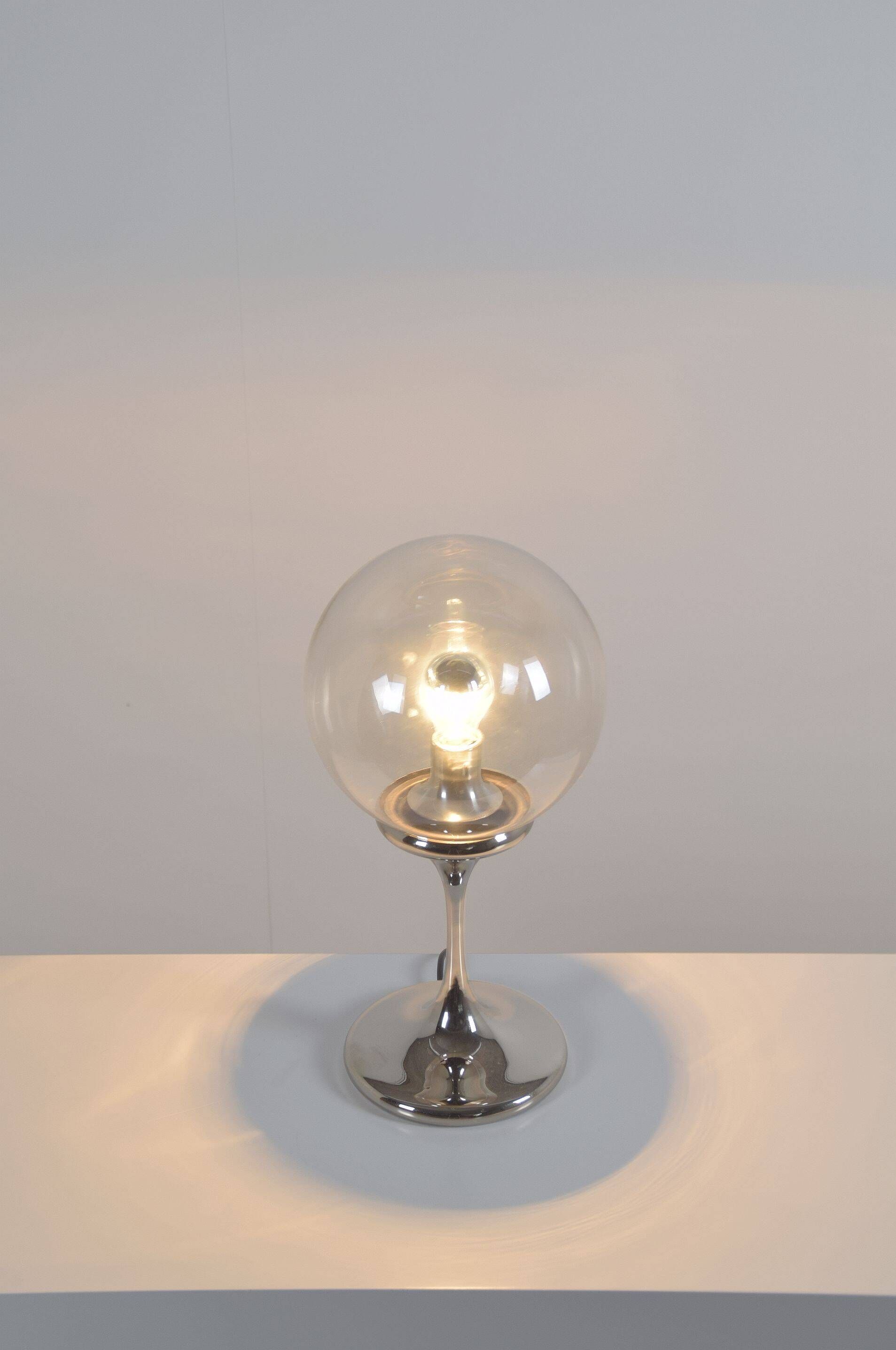 Space age table lamp by Doria Leuchten with chrome and glass, 1970s