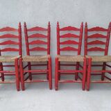 2 vintage red straw chairs