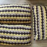 Set of 5 wool crochet cushions 1970s
