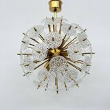 Val Saint Lambert crystal sputnik gold chandelier , 1960’s