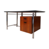 Modernist desk teck and metal chromé ca 1960