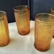 4 vintage amber glass water or orangeade glasses