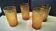 4 vintage amber glass water or orangeade glasses