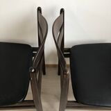 Pair of Danish chairs from the 60s in teak and black leatherette.