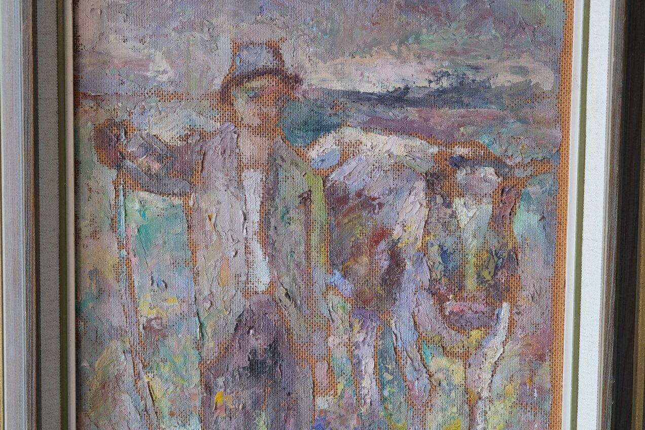 Pal matskassy, hungarian modern painting, 1960s, oil on panel, framed