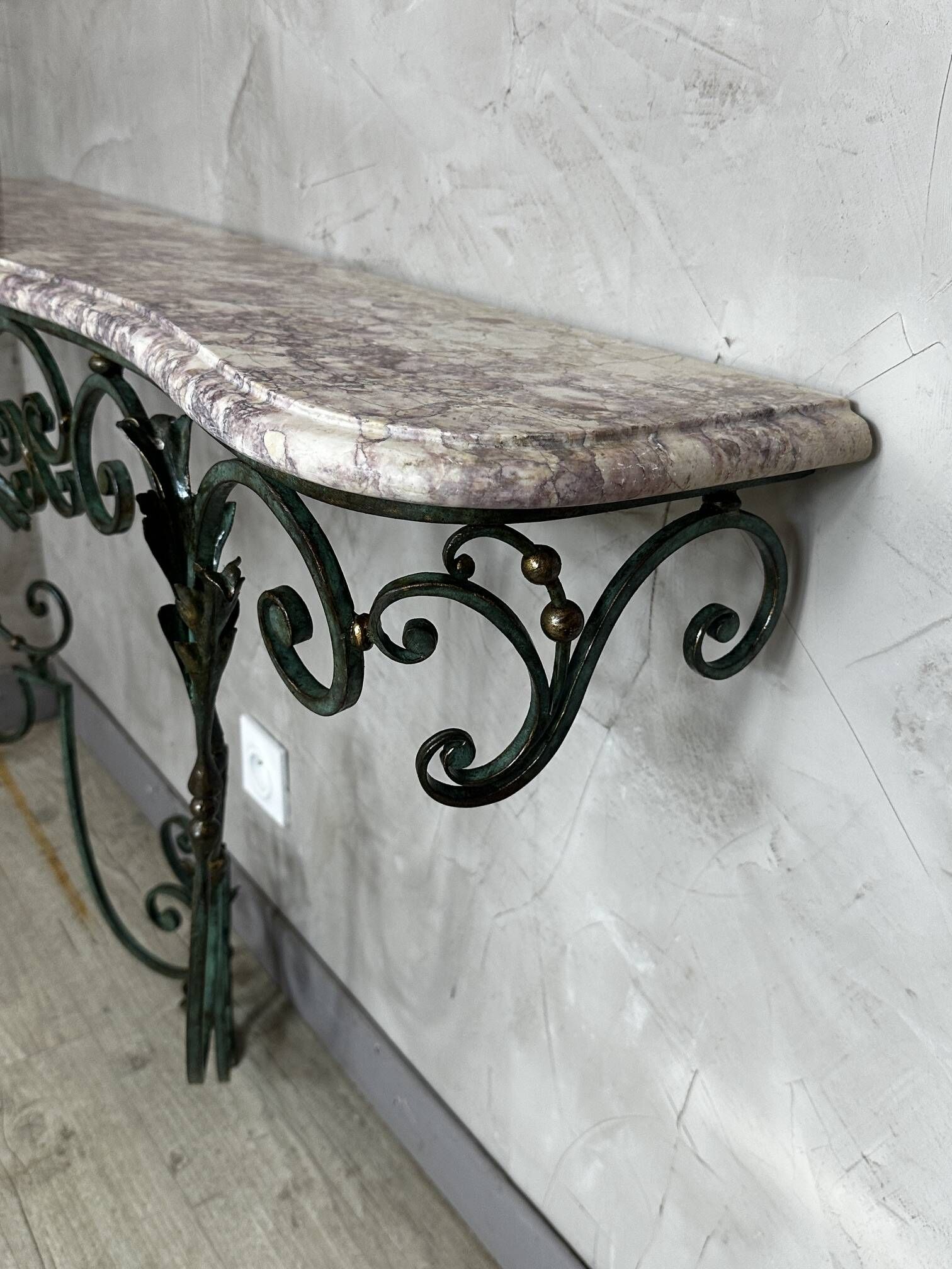 Console en fer forgé et marbre