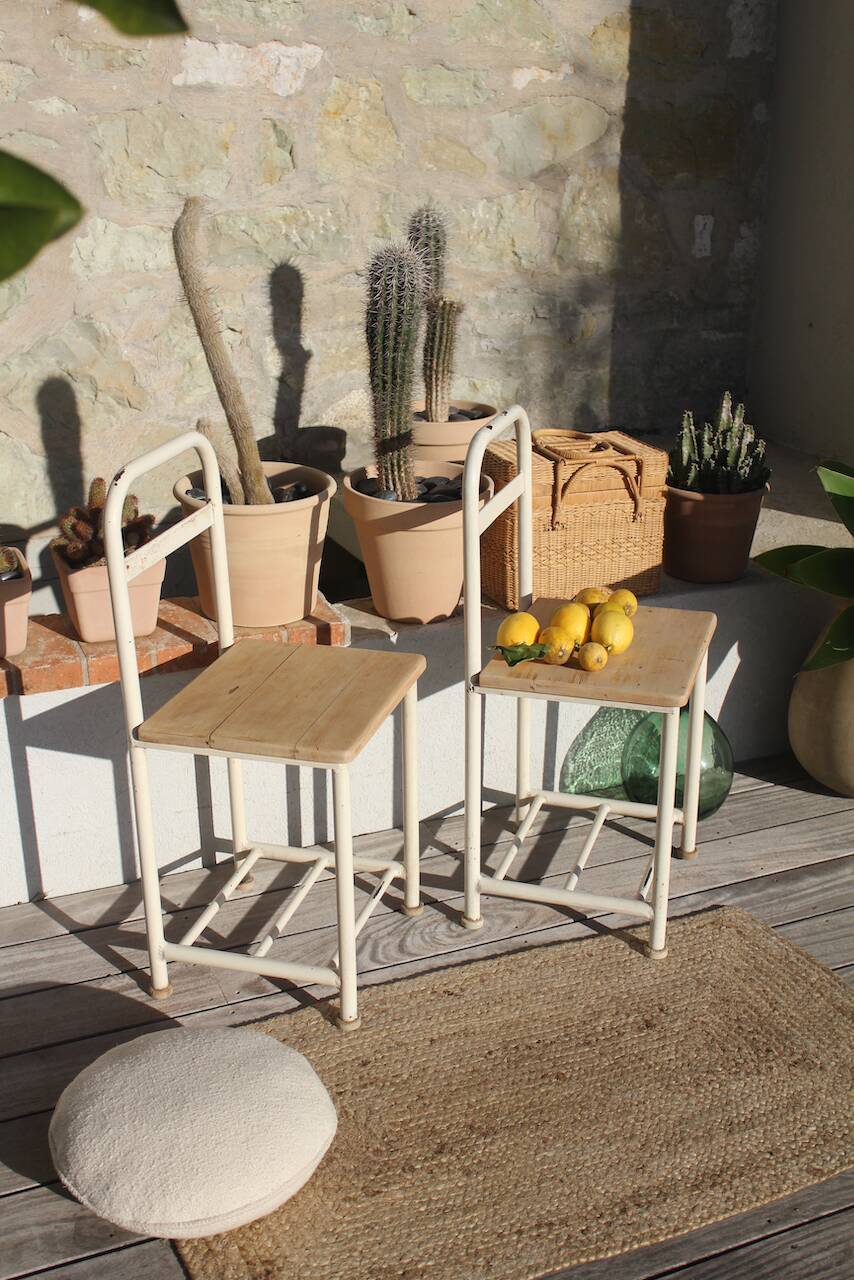 Paire de chevets d'internat vintage