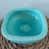 Art deco bowl signed Keramos in turquoise cracked ceramic