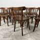 Set of 17 vintage bistro chairs in curved wood — striped seat, be