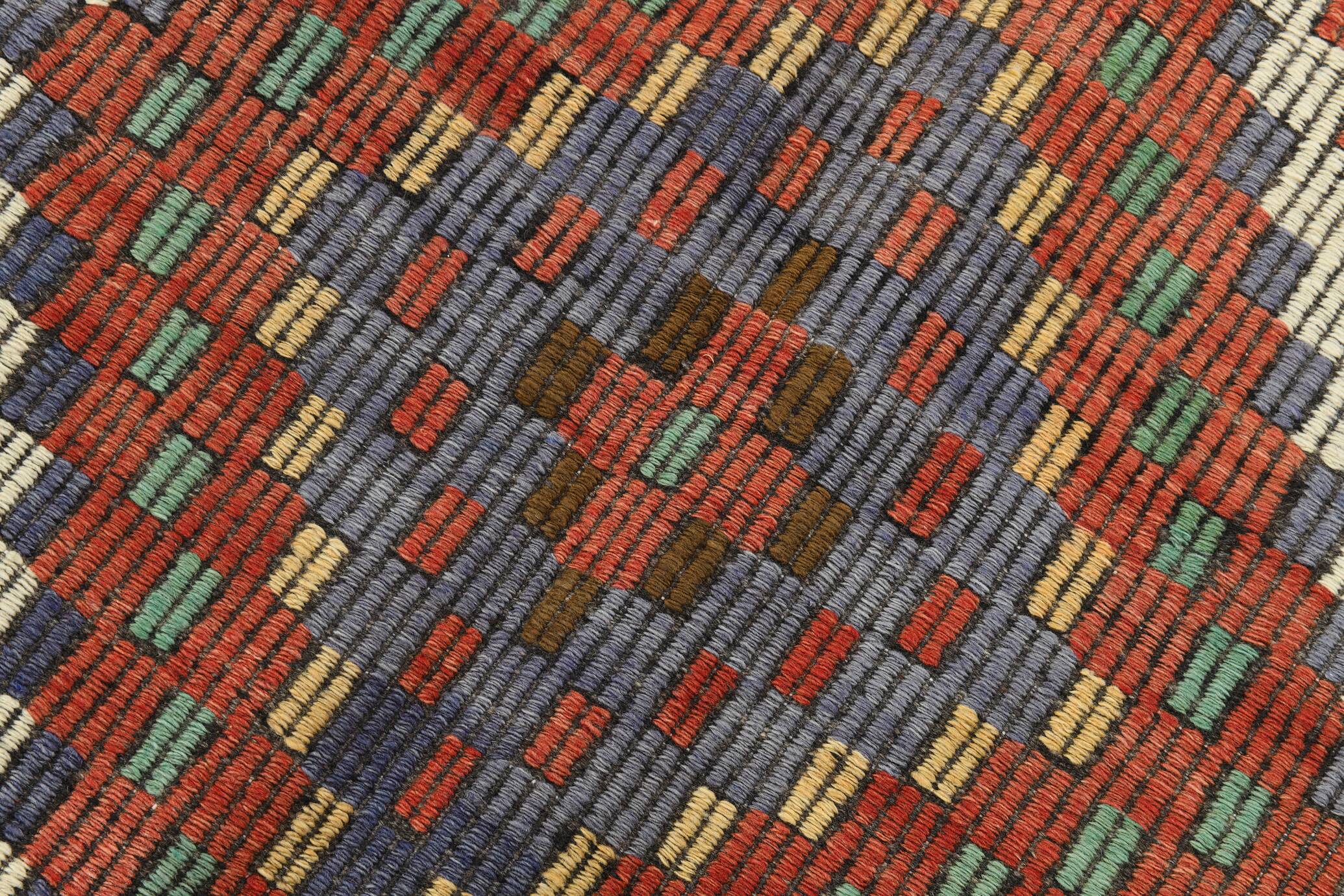 6x11 Mulicolor Living Room Rug, Vintage Wool Kilim Rug, 187x339Cm