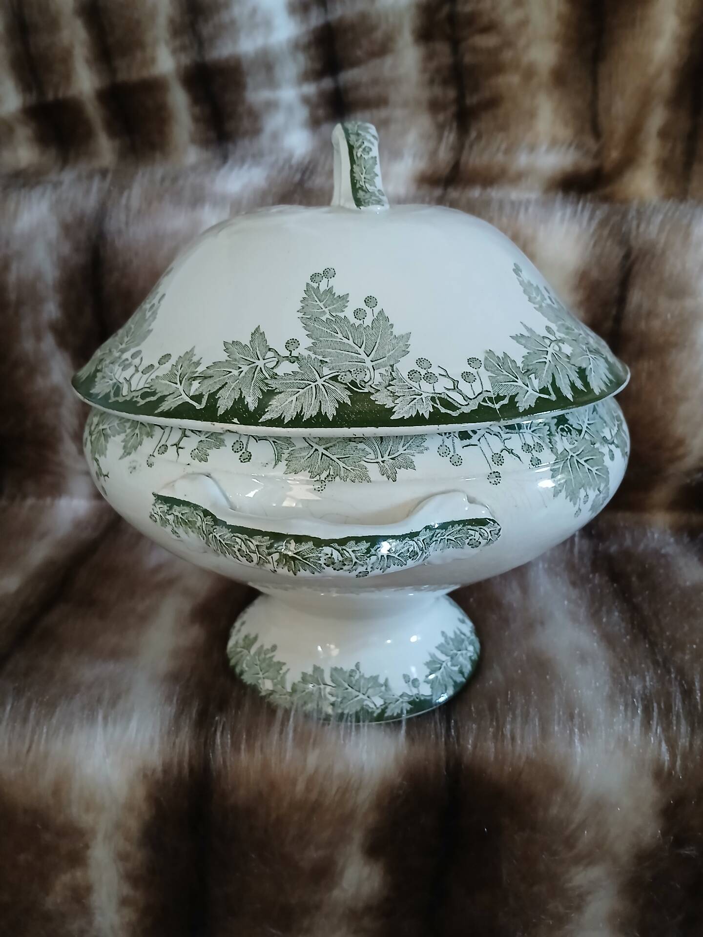 Small antique soup tureen in ironstone