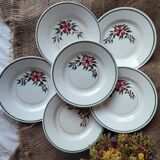 Ensemble de 6 Anciennes Assiettes à dessert  HBCM, modèle Simone