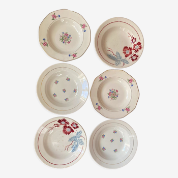 6 old and flowery hollow plates.