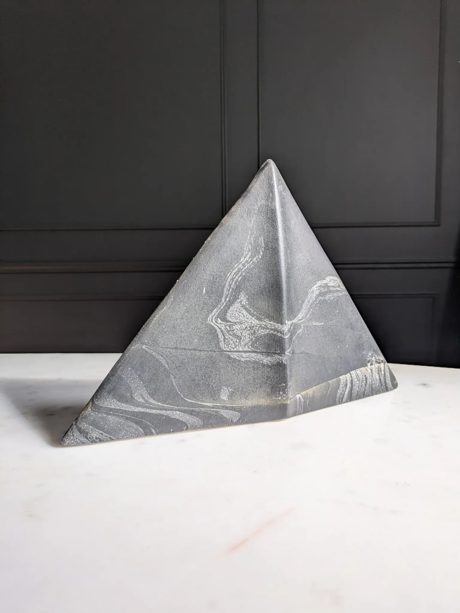 Geometric ceramic vase, mixed clay in IKEBANA & brutalist style