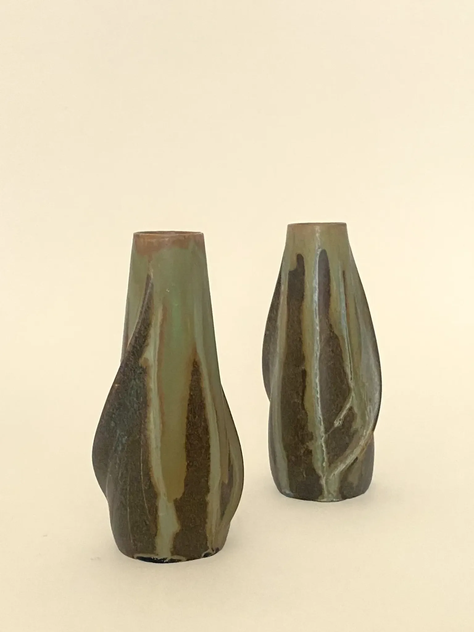 Pair of glazed stoneware vases