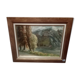 OIL PAINTING ON CARDBOARD VIEW OF THE CITADEL OF BESANCON SIGNED HENRI CHAPATTE