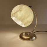 Lampe Art Deco Verre Vert Laiton