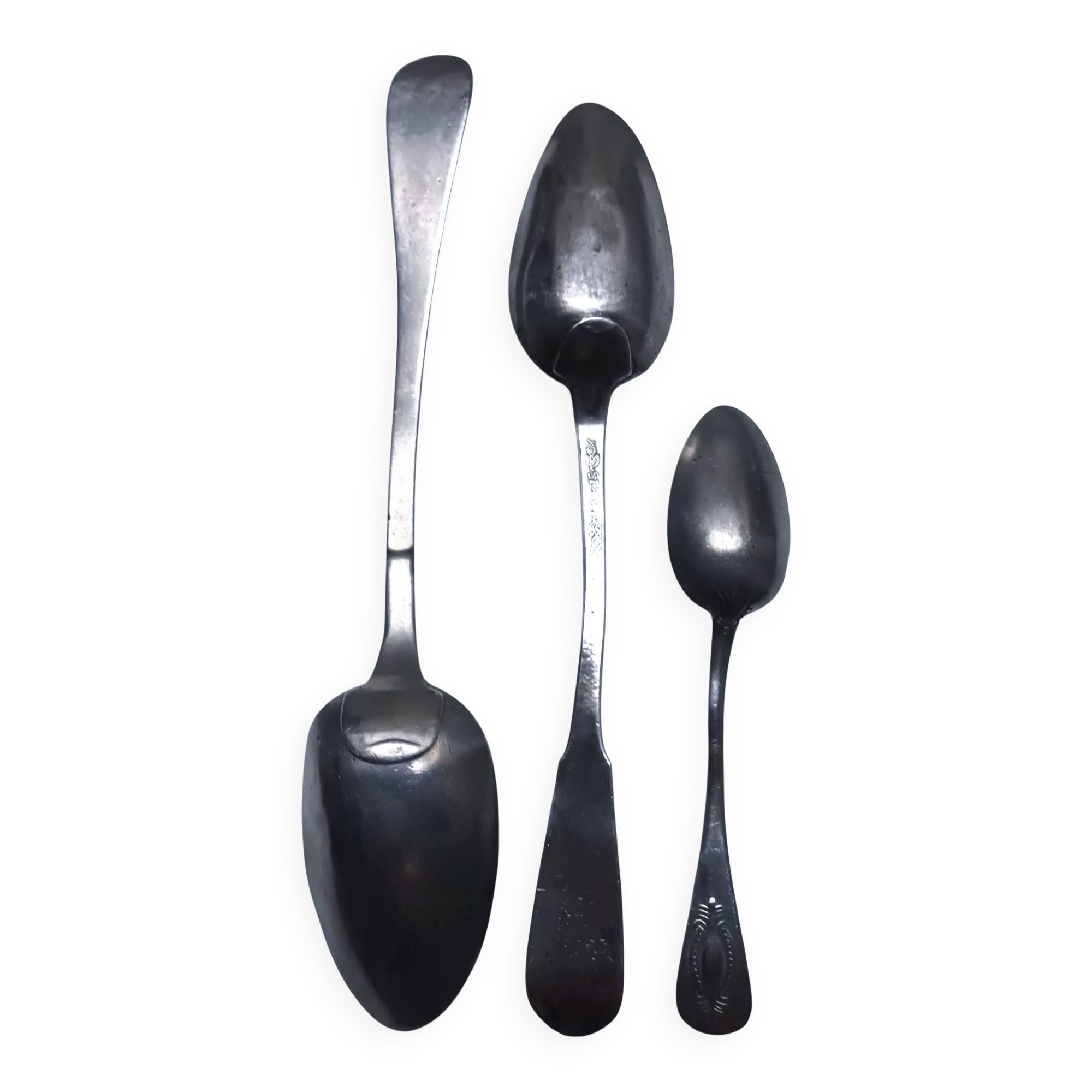 3 antique stew spoons from the 18th century